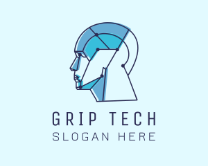 Tech Humanoid Cyborg logo design