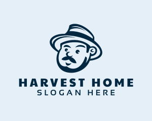 Mustache Farmer Man logo