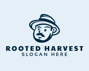 Mustache Farmer Man logo design