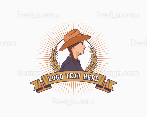 Cowgirl Wheat Farmer Logo