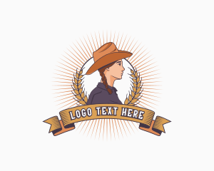 Cowgirl Wheat Farmer Logo