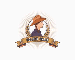 Cowgirl Wheat Farmer logo design