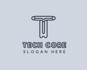 Cyber Technology Letter T logo design