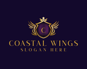 Wing Shield Crown logo design