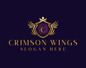 Wing Shield Crown logo design