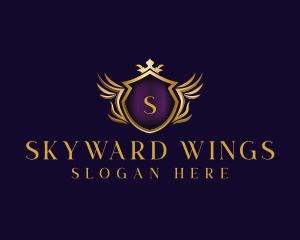 Wing Shield Crown logo design