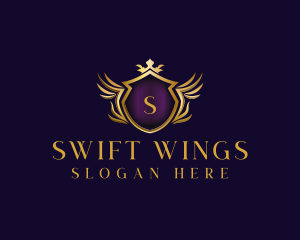 Wing Shield Crown logo design