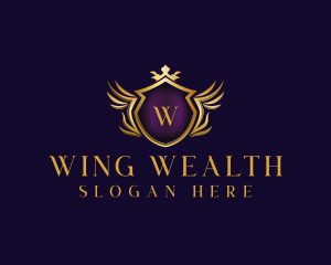 Wing Shield Crown logo design