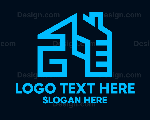 Geometric Blue Housing Logo