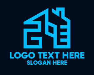 Geometric Blue Housing  Logo