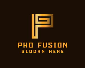 Golden Fashion Letter P logo design