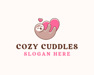 Sloth Hug Heart logo design