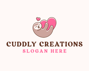 Sloth Hug Heart logo design