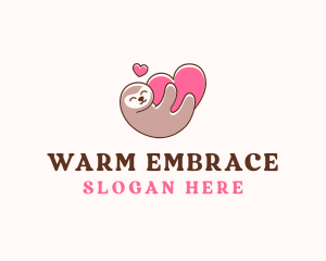 Sloth Hug Heart logo design