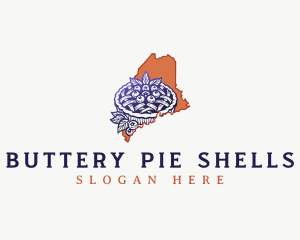 Maine Blueberry Pie Dessert logo design