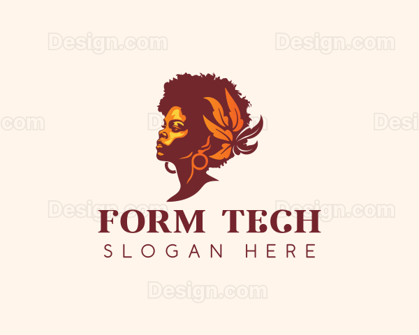 Floral Afro Woman Logo