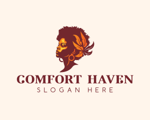 Floral Afro Woman  Logo