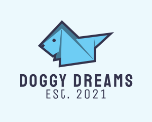 Dog Paper Origami  logo design