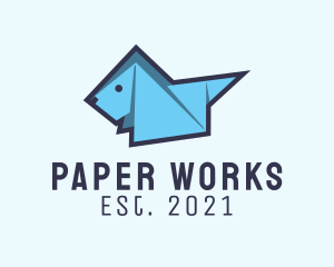 Dog Paper Origami  logo design