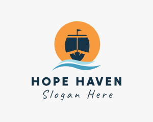 Ocean Wave Ship  Logo