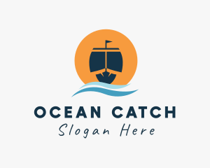 Ocean Wave Ship  logo design