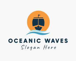 Ocean Wave Ship  logo design