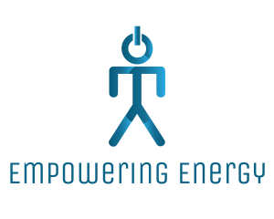 Blue Power Button Man logo design