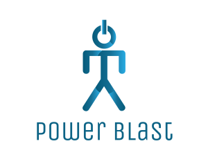 Blue Power Button Man logo design