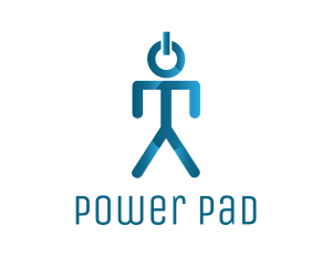 Blue Power Button Man logo design