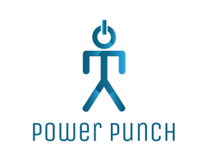 Blue Power Button Man logo design