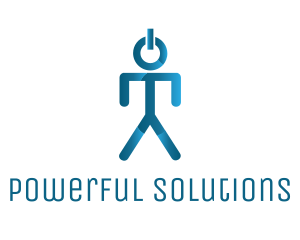 Blue Power Button Man logo design