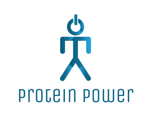 Blue Power Button Man logo design