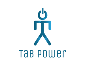 Blue Power Button Man logo design