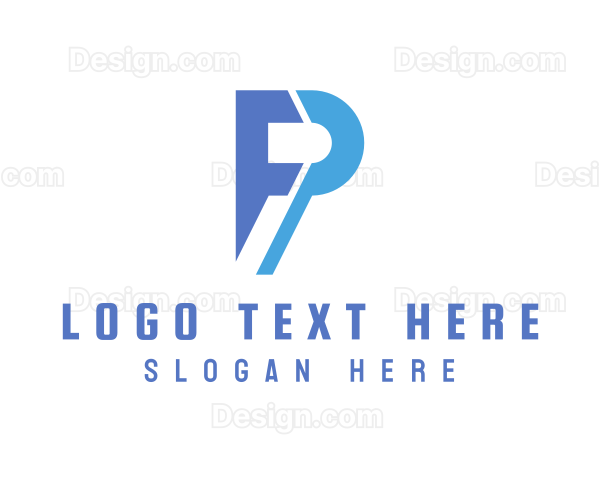 Blue Modern P Logo