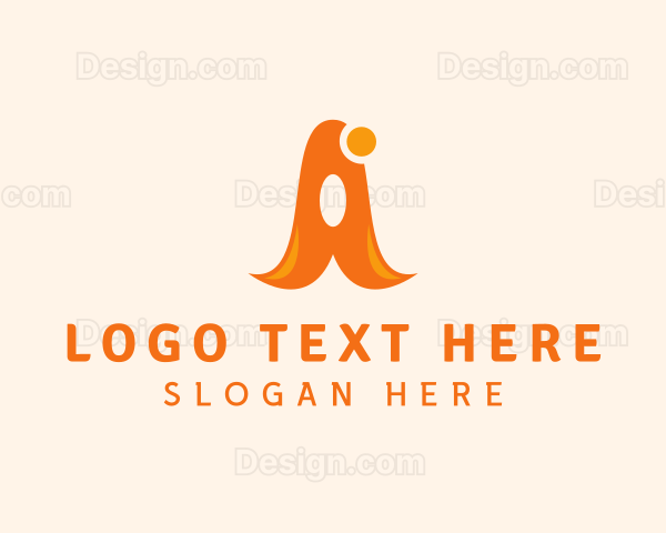 Orange Playful Letter A Logo