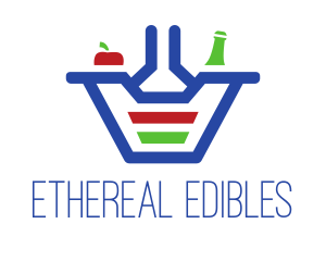 Bottle Apple Grocery Basket logo design