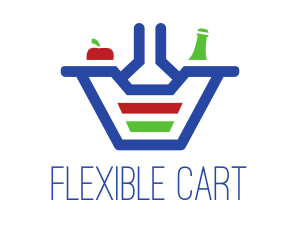 Bottle Apple Grocery Basket logo design