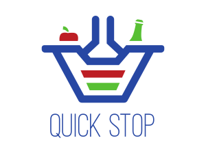 Bottle Apple Grocery Basket logo design