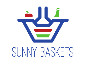 Bottle Apple Grocery Basket logo design