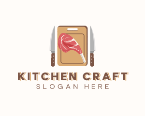 Meat Cooking Kitchen Utensil logo design