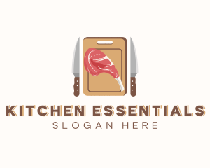 Meat Cooking Kitchen Utensil logo design
