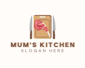 Meat Cooking Kitchen Utensil logo design