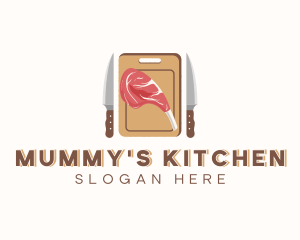 Meat Cooking Kitchen Utensil logo design