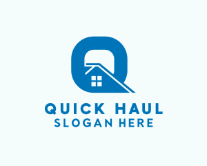 Blue House Letter Q logo design