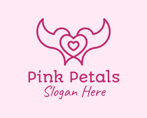 Pink Heart Doves logo design