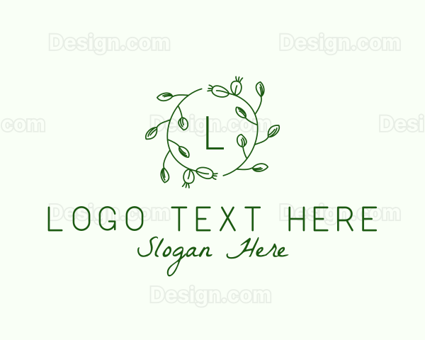 Organic Leaf Floral Branch Logo