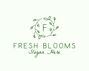 Organic Leaf Floral Branch  logo design