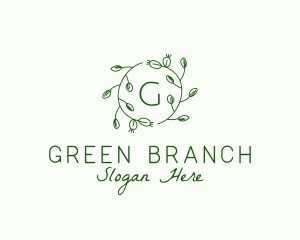 Organic Leaf Floral Branch  logo design