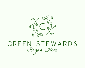 Organic Leaf Floral Branch  logo design