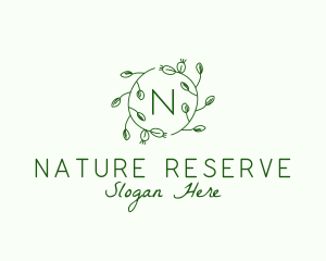 Organic Leaf Floral Branch  logo design